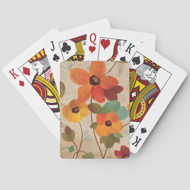 Colourful Flowers on an Off White Background Playing Cards (Back)