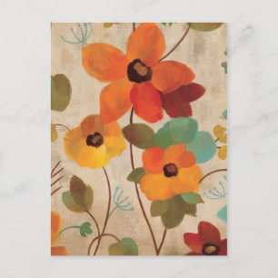 Colourful Flowers on an Off White Background Postcard