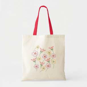 Colourful Flowers Outlines Colouring Tote Bags