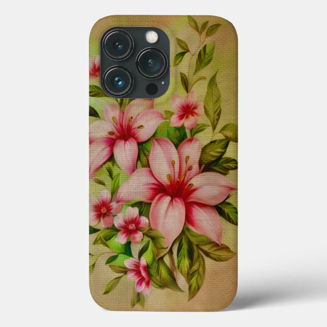 Colourful Flowers Painted With Acrylic Background Case-Mate iPhone Case (Back)