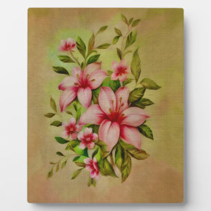 Colourful Flowers Painted With Acrylic Background Plaque