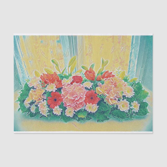 Colourful flowers painting tissue paper (Front)
