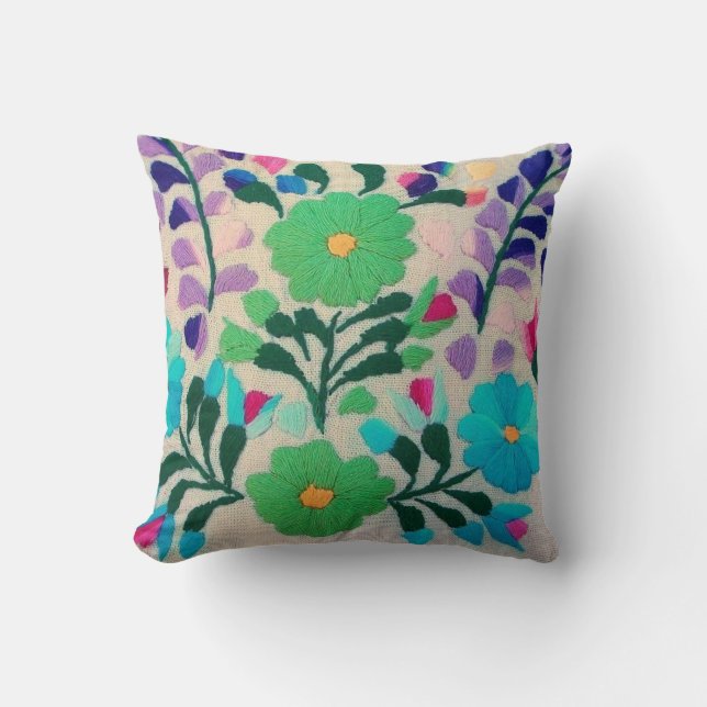 Colourful Flowers Pattern Cushion (Front)