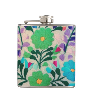 Colourful Flowers Pattern Hip Flask