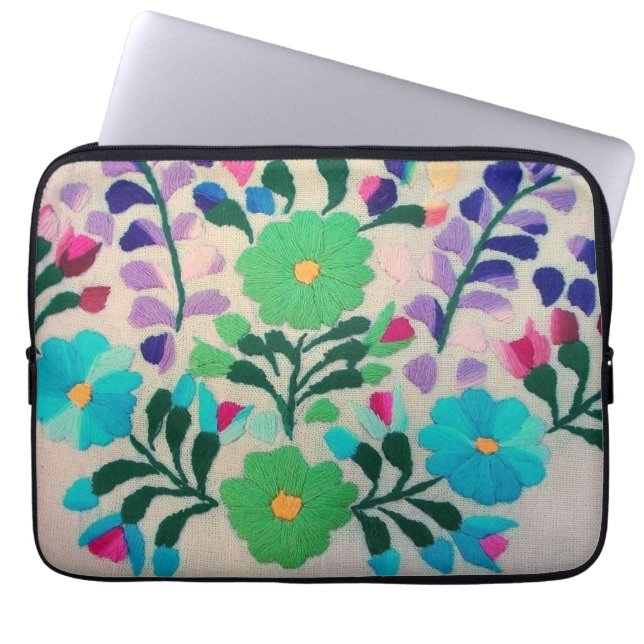 Colourful Flowers Pattern Laptop Sleeve (Front)