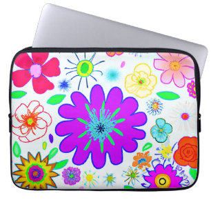 Colourful Flowers Pattern Laptop Sleeve