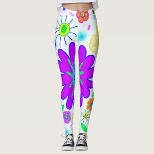 Colourful Flowers Pattern Leggings