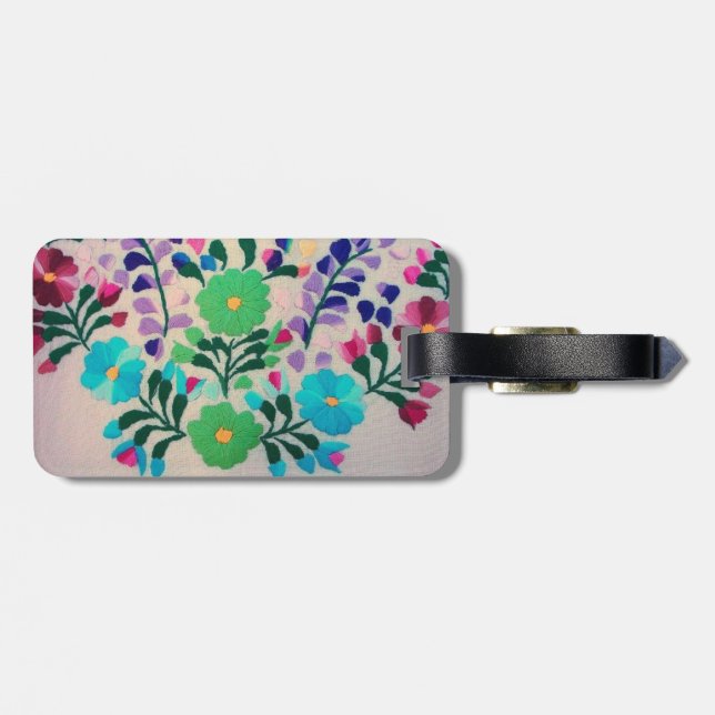 Colourful Flowers Pattern Luggage Tag (Back Horizontal)
