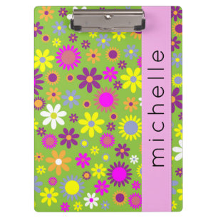 Colourful Flowers, Pattern Of Flowers, Your Name Clipboard