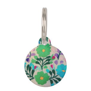 Colourful Flowers Pattern Pet Tag