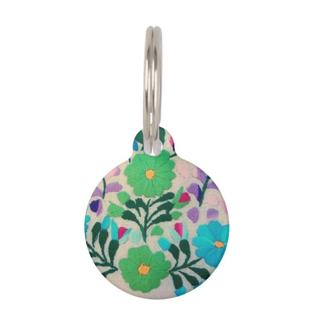 Colourful Flowers Pattern Pet Tag (Front)
