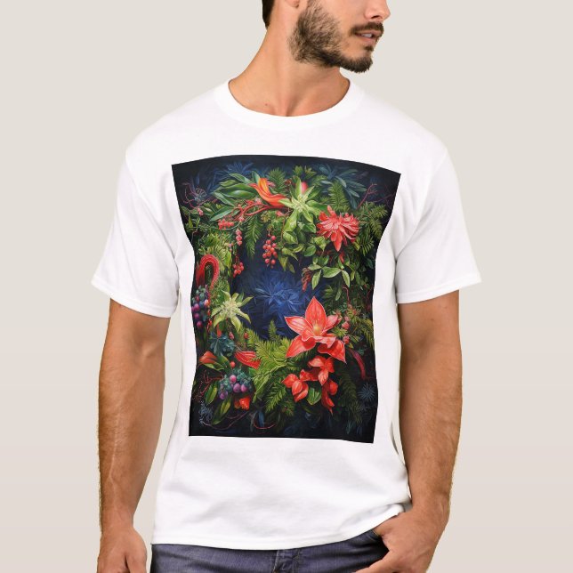 colourful flowers pattern T-Shirt (Front)