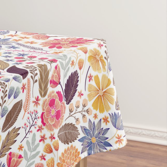 Colourful Flowers Pattern Tablecloth (In Situ)