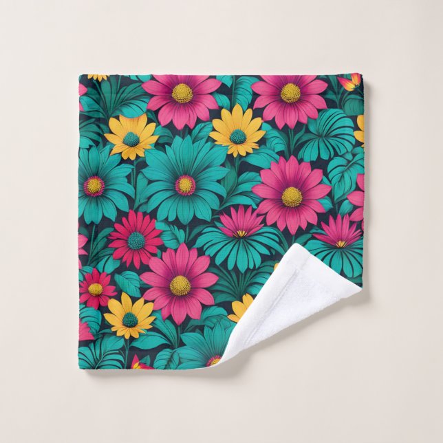 Colourful flowers pattern  wash cloth (Wash Cloth)