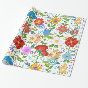 Colourful Flowers Pattern Wrapping Paper