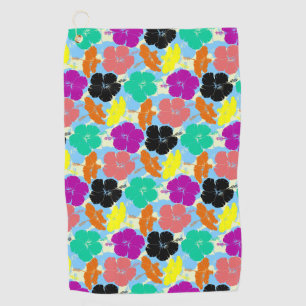 Colourful flowers patterns design golf towel