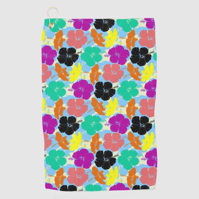 Colourful flowers patterns design golf towel (Front)
