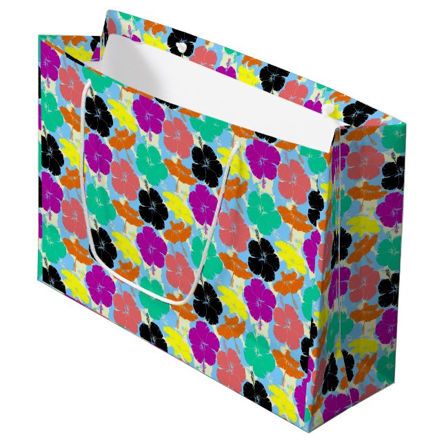 Colourful flowers patterns design large gift bag (Front Angled)