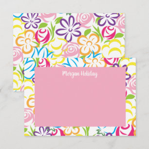 Colourful Flowers Personalised Note Cards