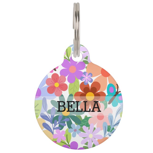 Colourful Flowers Pet Tag (Front)