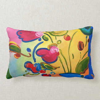 Colourful Flowers Peter Max Lumbar Pillow