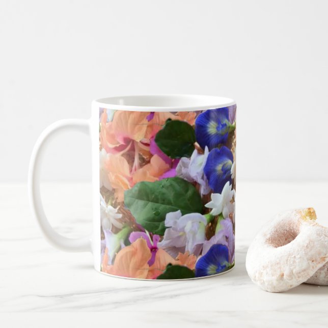Colourful Flowers Photo    Coffee Mug (With Donut)