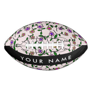 Colourful Flowers, Pink Background, Black American Football