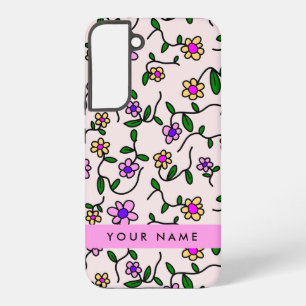 Colourful Flowers, Pink Background, Pink Samsung Galaxy Case
