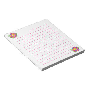Colourful Flowers Pink Lined Notepads