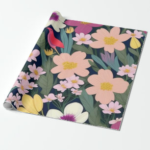 Colourful flowers pink lovely Gift Tag Wrapping Paper