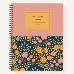 Colourful Flowers Pink Orange My Thoughts Notebook