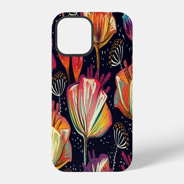 Colourful Flowers Plants Vintage Pattern iPhone Case (Back)