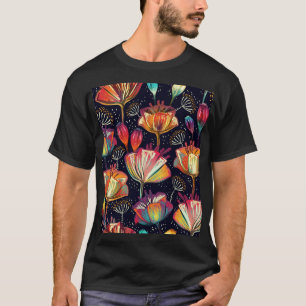 Colourful Flowers Plants Vintage Pattern T-Shirt