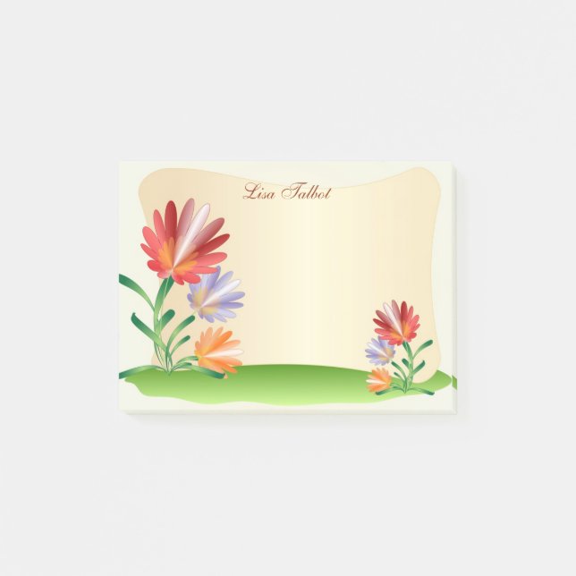 Colourful Flowers Post It Notes (Front)