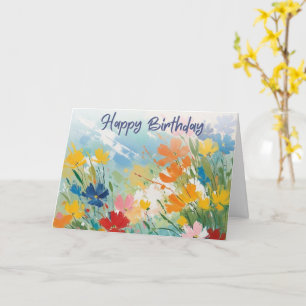 Colourful Flowers Pretty Floral Happy Birthday Card