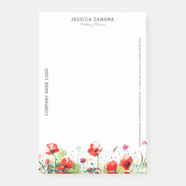 Colourful Flowers & Red poppies Post-it Notes (Front)