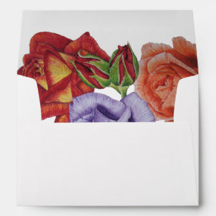 colourful flowers red roses and rose buds floral envelopes