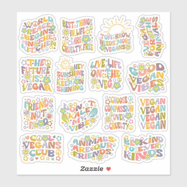 Colourful Flowers, Retro Vegan Set (Sheet)