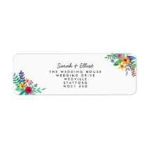 Colourful Flowers Return Address Label