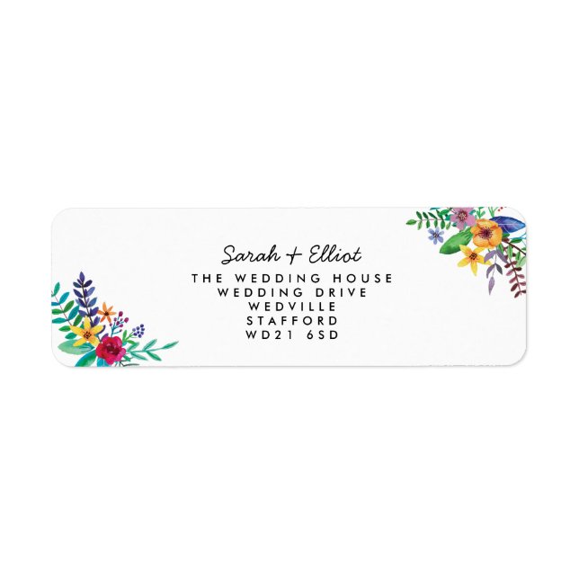 Colourful Flowers Return Address Label (Front)