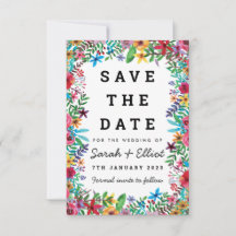 Colourful Flowers Save The Date Card