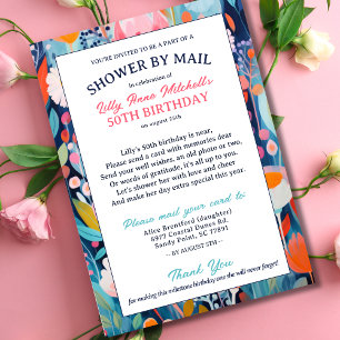 Colourful Flowers Shower by Mail 50th Birthday Invitation