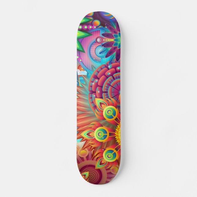 Colourful Flowers Skateboard (Front)