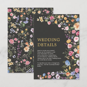 Colourful Flowers Spring Wildflower Wedding Detail Enclosure Card