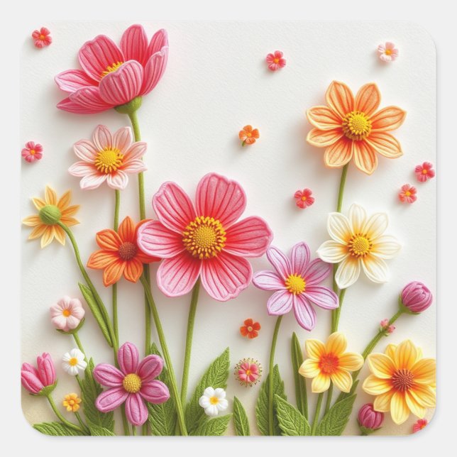 Colourful Flowers Stickers (Front)