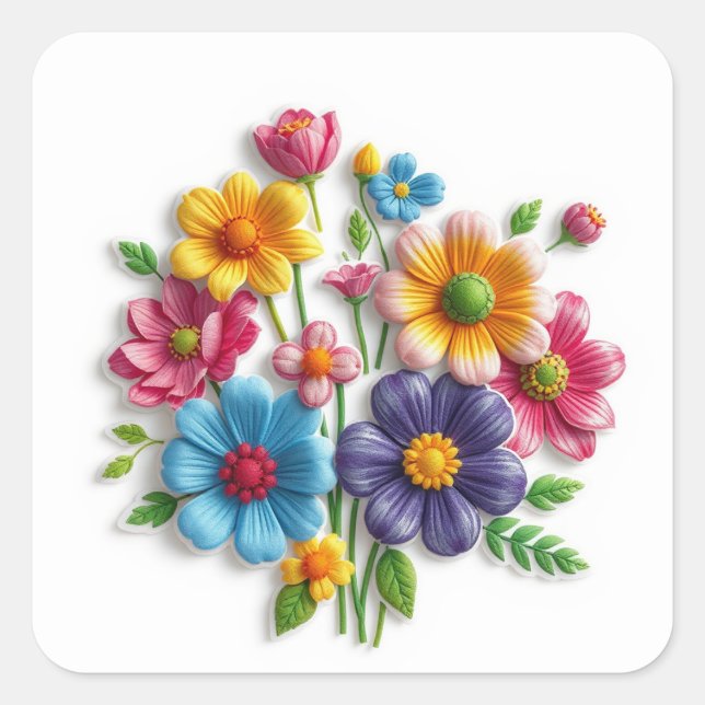 Colourful Flowers Stickers (Front)