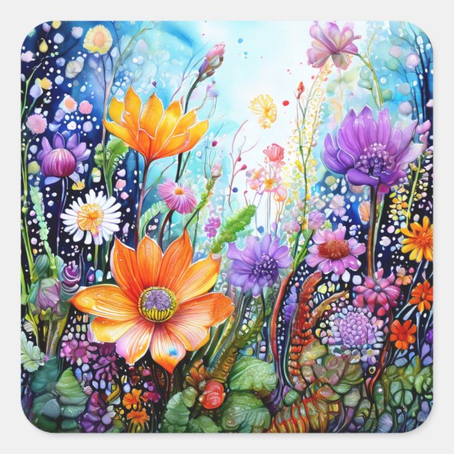 Colourful Flowers Stickers (Front)