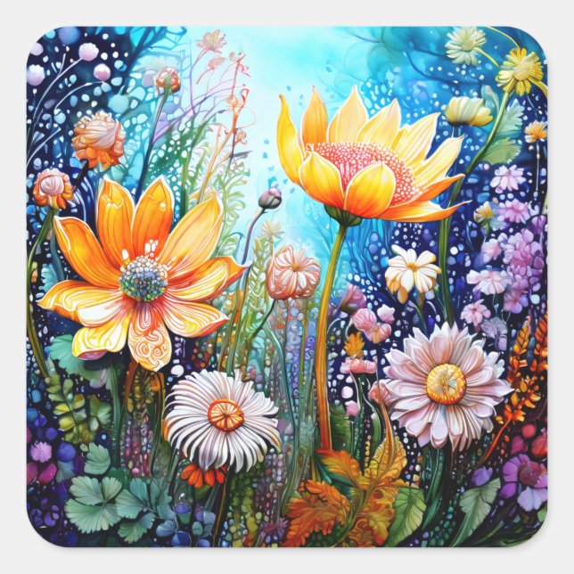 Colourful Flowers Stickers (Front)