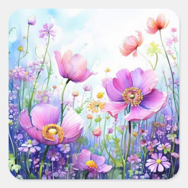 Colourful Flowers Stickers (Front)