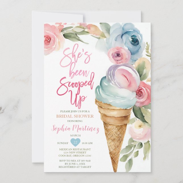 Colourful Flowers Summer Ice Cream Bridal Shower Invitation (Front)